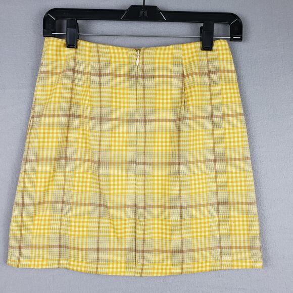 Wild Fable Sz 4 Plaid Mini Skirt Gold Yellow Clueless Academia Prep School Girl - Picture 4 of 8